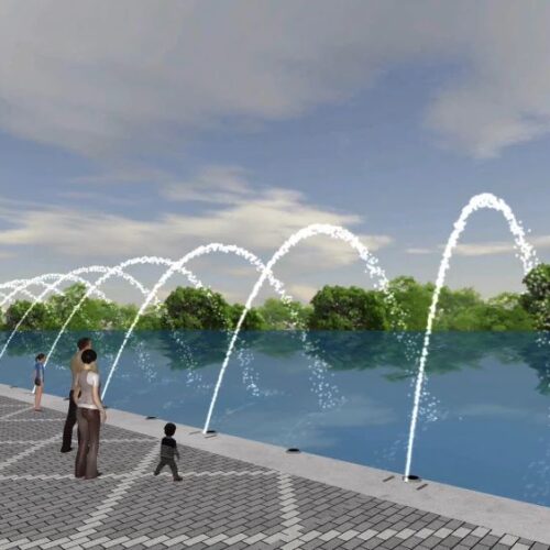 【噴水ショー】ウォーターサイド噴水のご提案(3DCG)